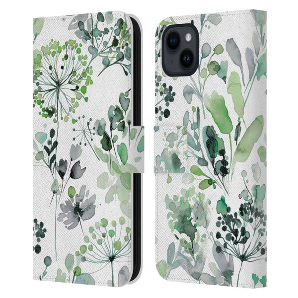 Ninola Wild Grasses Eucalyptus Leather Book Wallet Case Cover For Apple iPhone 15 Plus