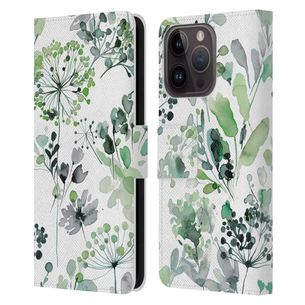 Ninola Wild Grasses Eucalyptus Leather Book Wallet Case Cover For Apple iPhone 15 Pro