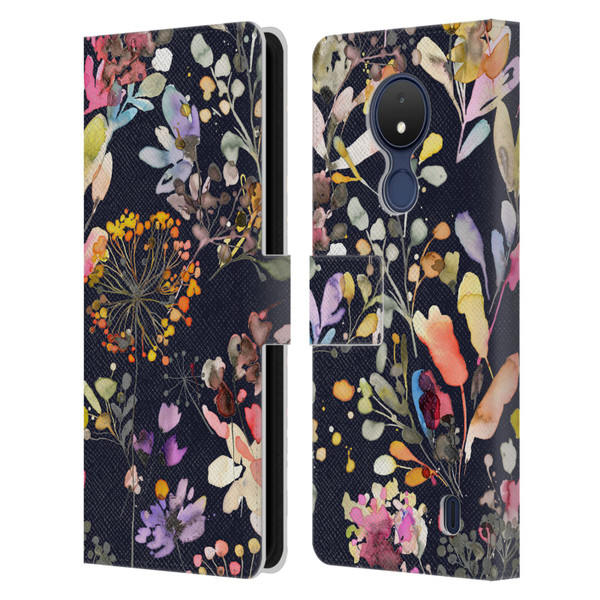 Ninola Wild Grasses Black Leather Book Wallet Case Cover For Nokia C21
