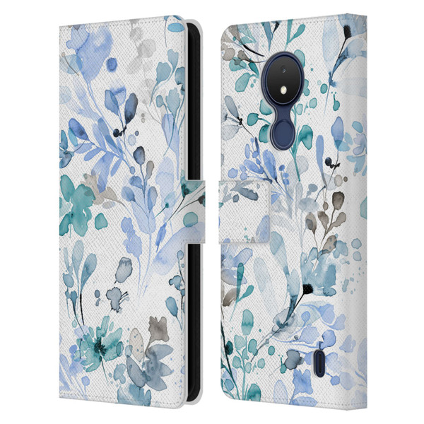 Ninola Wild Grasses Blue Plants Leather Book Wallet Case Cover For Nokia C21