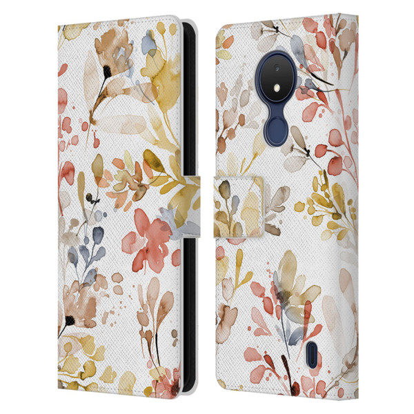 Ninola Wild Grasses Gold Plants Leather Book Wallet Case Cover For Nokia C21