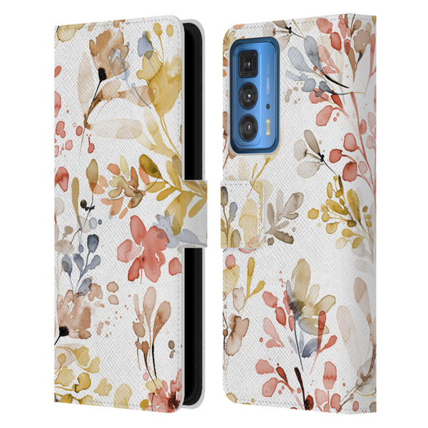 Ninola Wild Grasses Gold Plants Leather Book Wallet Case Cover For Motorola Edge 20 Pro