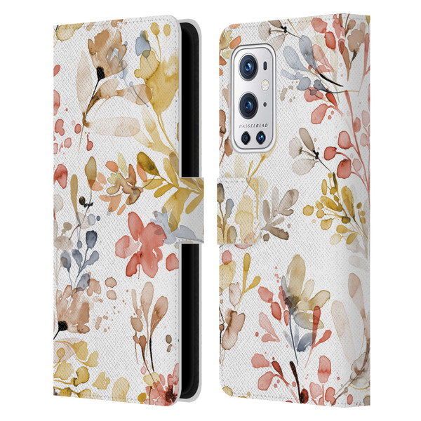 Ninola Wild Grasses Gold Plants Leather Book Wallet Case Cover For OnePlus 9 Pro
