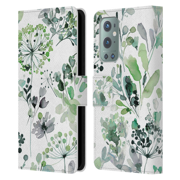 Ninola Wild Grasses Eucalyptus Leather Book Wallet Case Cover For OnePlus 9