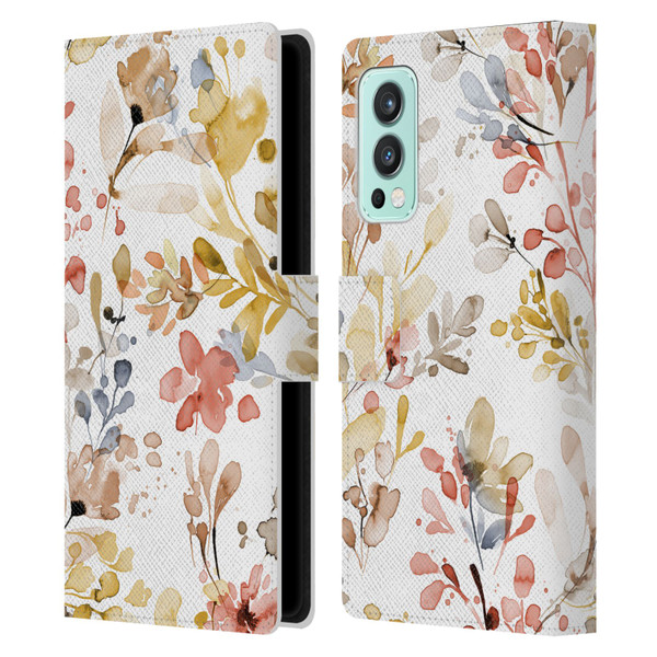 Ninola Wild Grasses Gold Plants Leather Book Wallet Case Cover For OnePlus Nord 2 5G