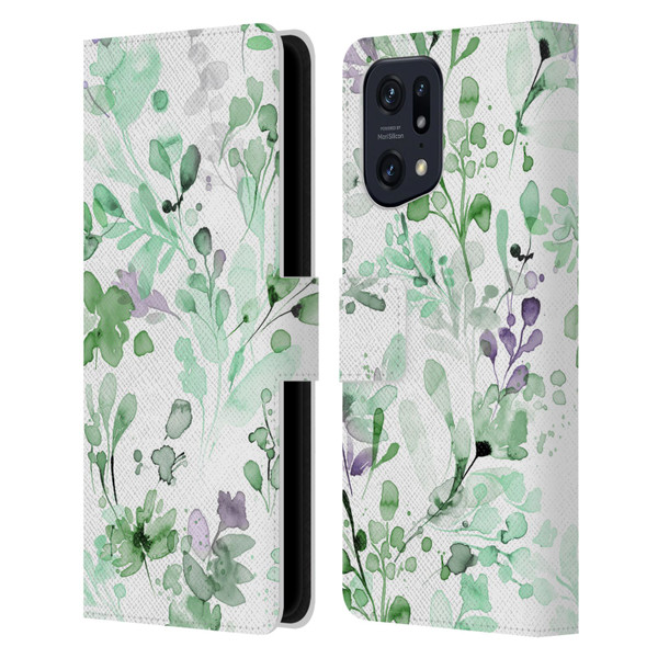 Ninola Wild Grasses Eucalyptus Plants Leather Book Wallet Case Cover For OPPO Find X5