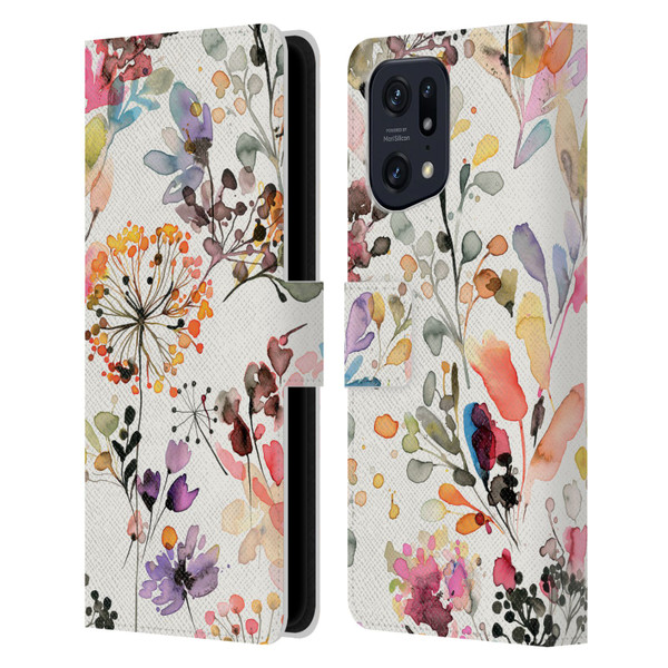 Ninola Wild Grasses Multicolor Leather Book Wallet Case Cover For OPPO Find X5