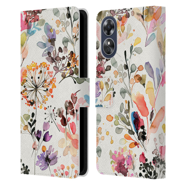 Ninola Wild Grasses Multicolor Leather Book Wallet Case Cover For OPPO A17