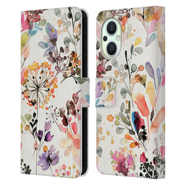 Ninola Wild Grasses Multicolor Leather Book Wallet Case Cover For OPPO Reno8 Lite