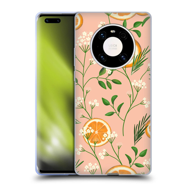 Anis Illustration Graphics Elderflower Orange Pastel Soft Gel Case for Huawei Mate 40 Pro 5G