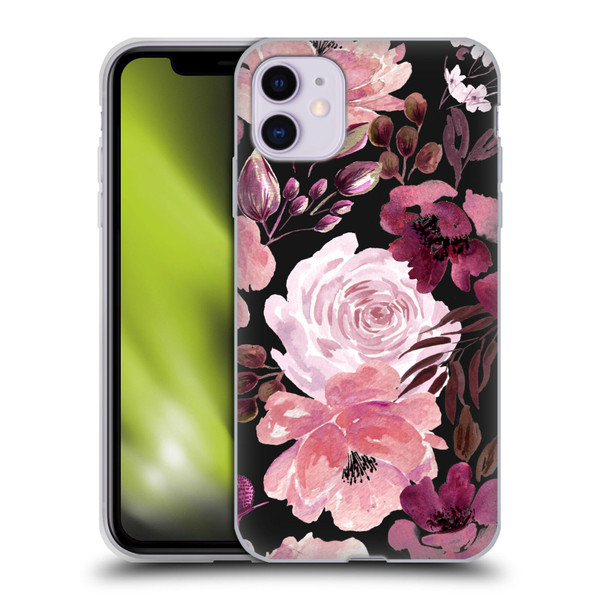 Anis Illustration Graphics Floral Chaos Dark Pink Soft Gel Case for Apple iPhone 11