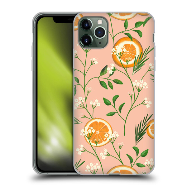Anis Illustration Graphics Elderflower Orange Pastel Soft Gel Case for Apple iPhone 11 Pro Max