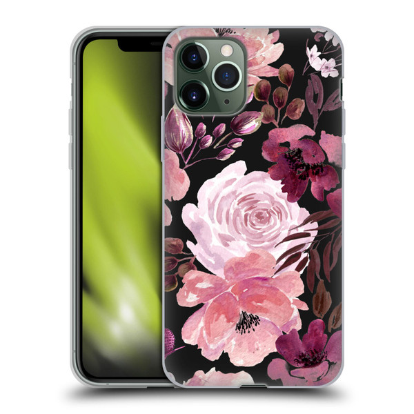 Anis Illustration Graphics Floral Chaos Dark Pink Soft Gel Case for Apple iPhone 11 Pro