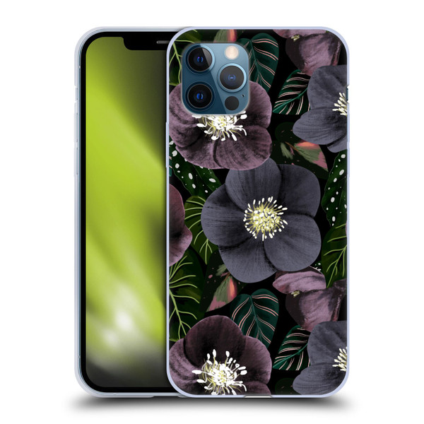 Anis Illustration Graphics Dark Flowers Soft Gel Case for Apple iPhone 12 / iPhone 12 Pro