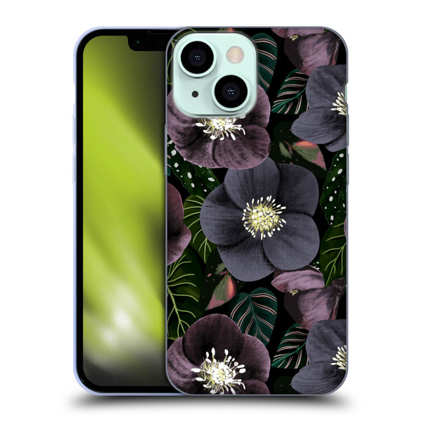 Anis Illustration Graphics Dark Flowers Soft Gel Case for Apple iPhone 13 Mini