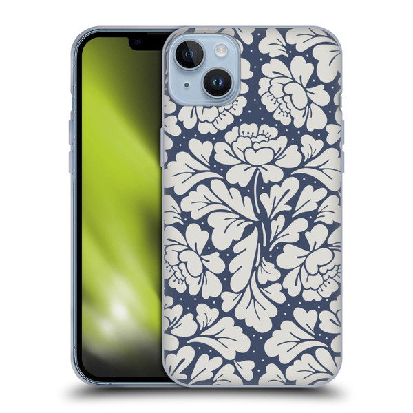 Anis Illustration Graphics Baroque Blue Soft Gel Case for Apple iPhone 14 Plus
