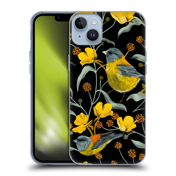 Anis Illustration Graphics Yellow Birds Soft Gel Case for Apple iPhone 14 Plus
