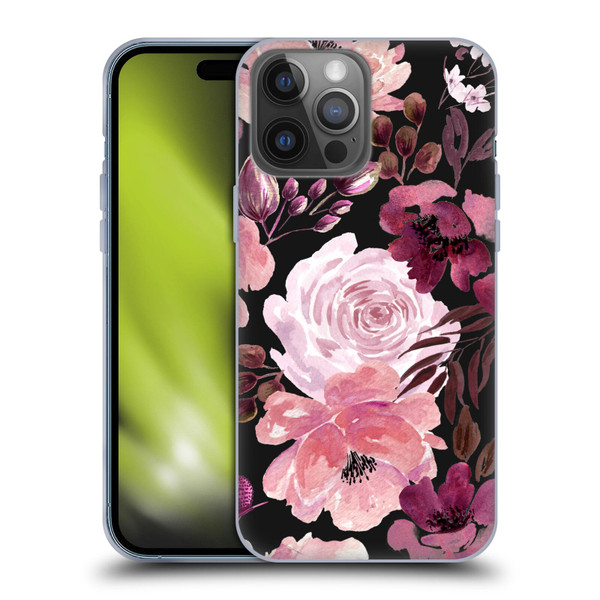 Anis Illustration Graphics Floral Chaos Dark Pink Soft Gel Case for Apple iPhone 14 Pro Max