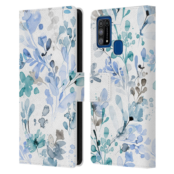 Ninola Wild Grasses Blue Plants Leather Book Wallet Case Cover For Samsung Galaxy M31 (2020)