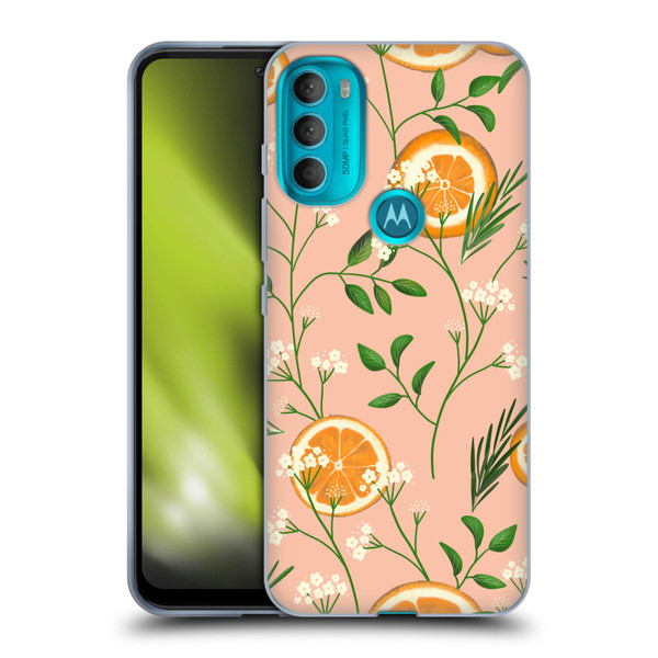 Anis Illustration Graphics Elderflower Orange Pastel Soft Gel Case for Motorola Moto G71 5G