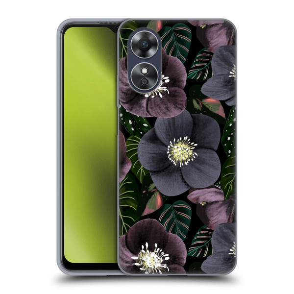 Anis Illustration Graphics Dark Flowers Soft Gel Case for OPPO A17