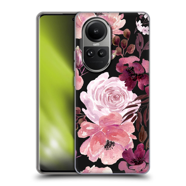 Anis Illustration Graphics Floral Chaos Dark Pink Soft Gel Case for OPPO Reno10 5G / Reno10 Pro 5G