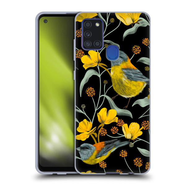 Anis Illustration Graphics Yellow Birds Soft Gel Case for Samsung Galaxy A21s (2020)