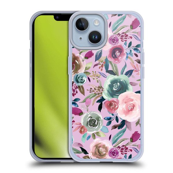 Ninola Lilac Floral Sweet Roses Soft Gel Case for Apple iPhone 14