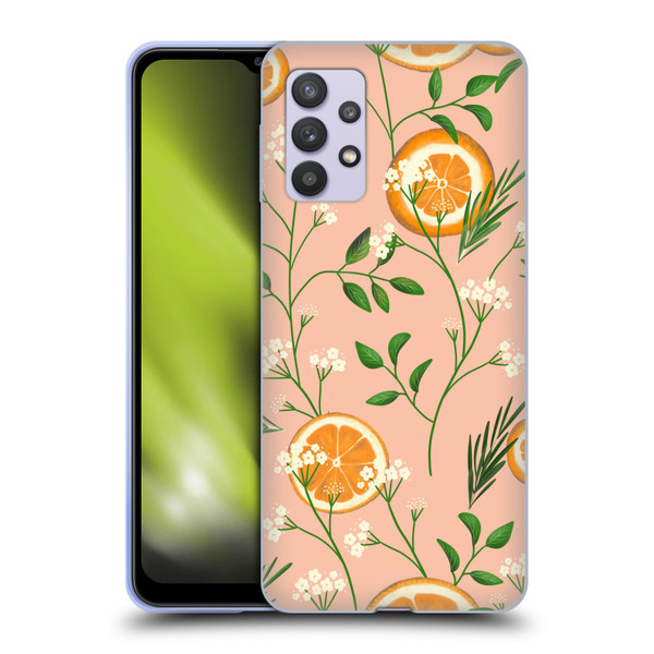 Anis Illustration Graphics Elderflower Orange Pastel Soft Gel Case for Samsung Galaxy A32 5G / M32 5G (2021)