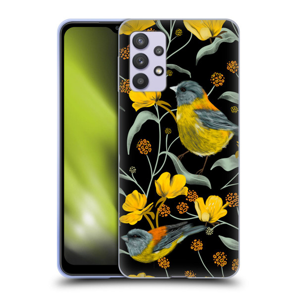 Anis Illustration Graphics Yellow Birds Soft Gel Case for Samsung Galaxy A32 5G / M32 5G (2021)