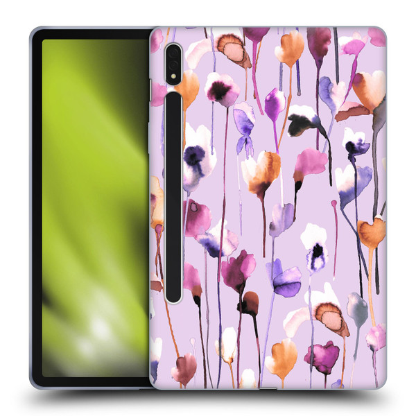 Ninola Lilac Floral Watery Flowers Purple Soft Gel Case for Samsung Galaxy Tab S8