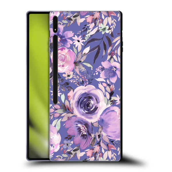 Ninola Lilac Floral Pastel Peony Roses Soft Gel Case for Samsung Galaxy Tab S8 Ultra