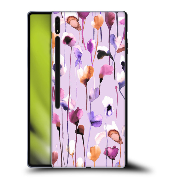 Ninola Lilac Floral Watery Flowers Purple Soft Gel Case for Samsung Galaxy Tab S8 Ultra
