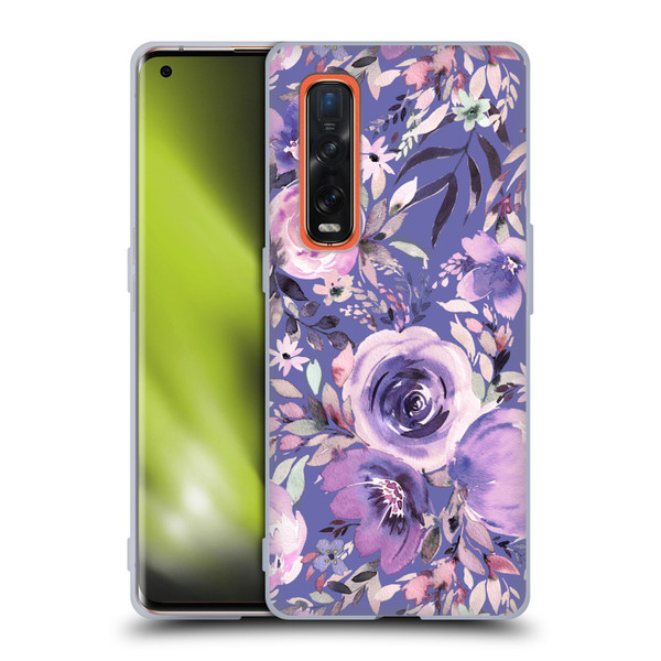 Ninola Lilac Floral Pastel Peony Roses Soft Gel Case for OPPO Find X2 Pro 5G