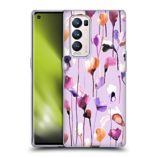 Ninola Lilac Floral Watery Flowers Purple Soft Gel Case for OPPO Find X3 Neo / Reno5 Pro+ 5G