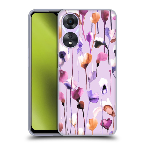 Ninola Lilac Floral Watery Flowers Purple Soft Gel Case for OPPO A78 4G