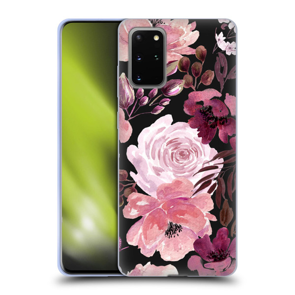 Anis Illustration Graphics Floral Chaos Dark Pink Soft Gel Case for Samsung Galaxy S20+ / S20+ 5G