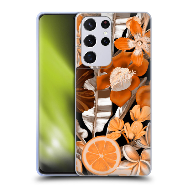 Anis Illustration Graphics Flower & Fruit Orange Soft Gel Case for Samsung Galaxy S21 Ultra 5G