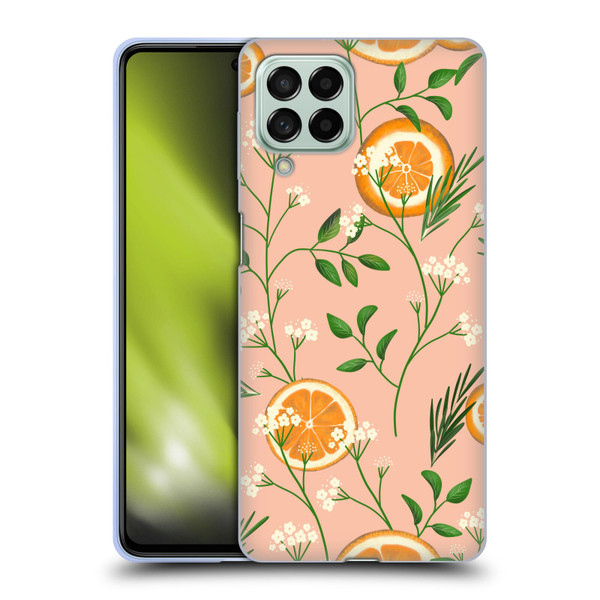 Anis Illustration Graphics Elderflower Orange Pastel Soft Gel Case for Samsung Galaxy M53 (2022)