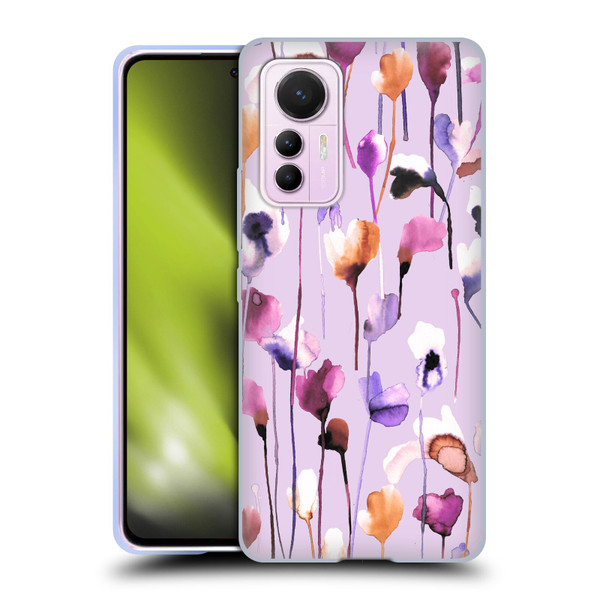 Ninola Lilac Floral Watery Flowers Purple Soft Gel Case for Xiaomi 12 Lite