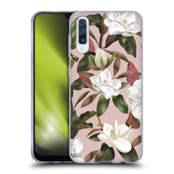 Anis Illustration Magnolias Pattern Light Pink Soft Gel Case for Samsung Galaxy A50/A30s (2019)