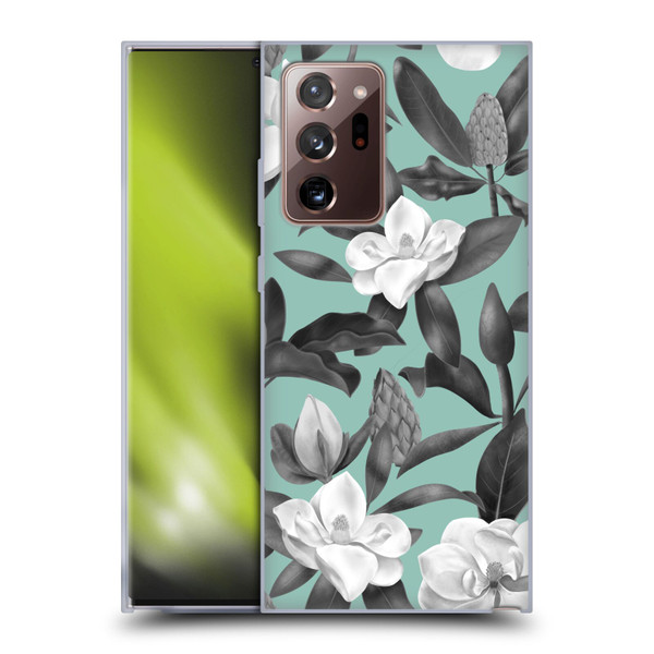 Anis Illustration Magnolias Grey Aqua Soft Gel Case for Samsung Galaxy Note20 Ultra / 5G