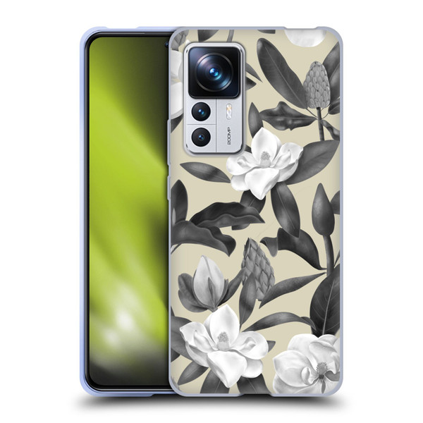 Anis Illustration Magnolias Grey Beige Soft Gel Case for Xiaomi 12T Pro