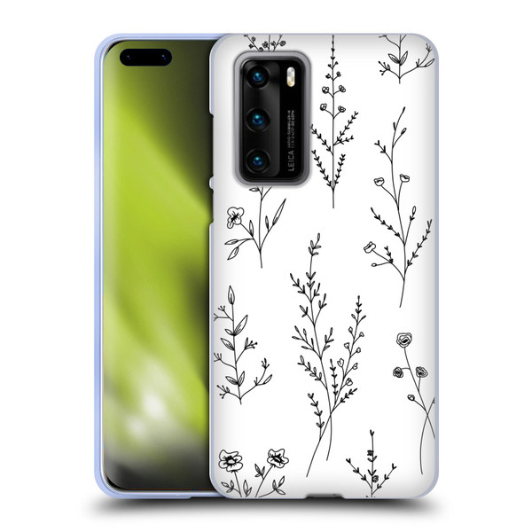 Anis Illustration Wildflowers White Soft Gel Case for Huawei P40 5G