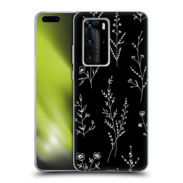Anis Illustration Wildflowers Black Soft Gel Case for Huawei P40 Pro / P40 Pro Plus 5G