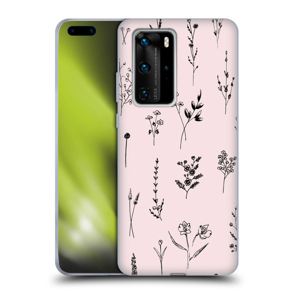 Anis Illustration Wildflowers Light Pink Soft Gel Case for Huawei P40 Pro / P40 Pro Plus 5G