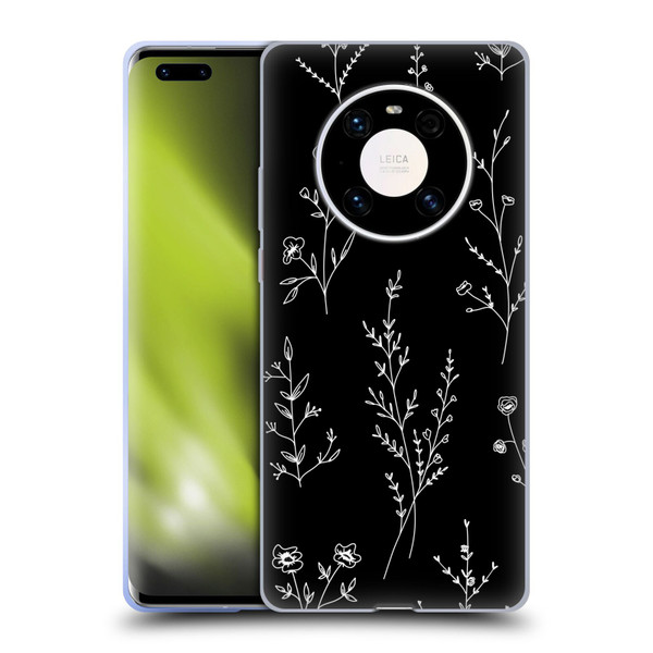 Anis Illustration Wildflowers Black Soft Gel Case for Huawei Mate 40 Pro 5G