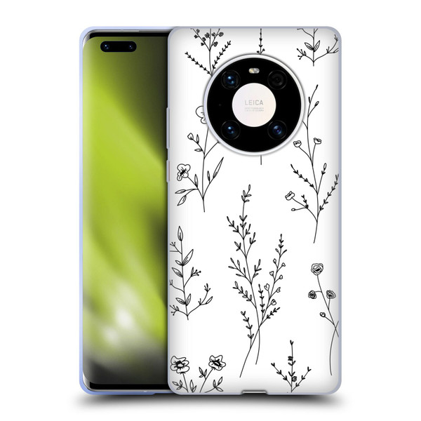 Anis Illustration Wildflowers White Soft Gel Case for Huawei Mate 40 Pro 5G