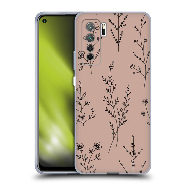 Anis Illustration Wildflowers Blush Pink Soft Gel Case for Huawei Nova 7 SE/P40 Lite 5G