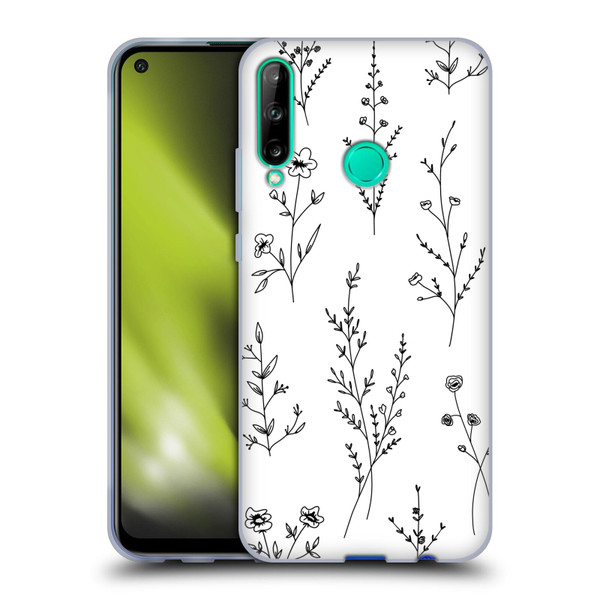 Anis Illustration Wildflowers White Soft Gel Case for Huawei P40 lite E